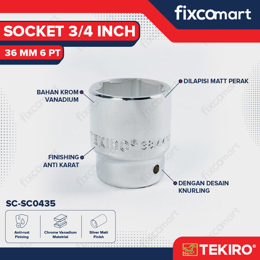 Tekiro Socket 3/4 inch 36 mm 6 PT / Mata Sock 3/4 Inch