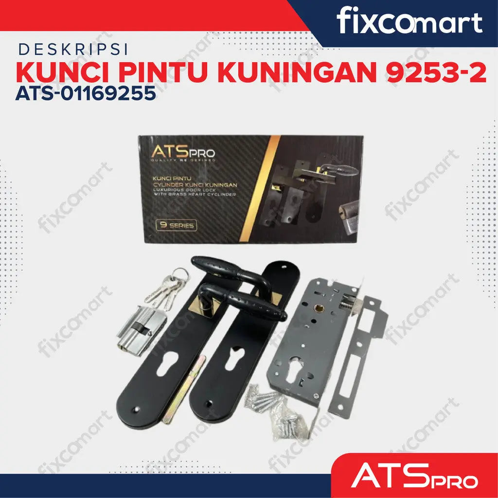 KUNCI PINTU "ATS PRO" CYL. KUNINGAN 9253-2 (SN/CP) FIXCOMART