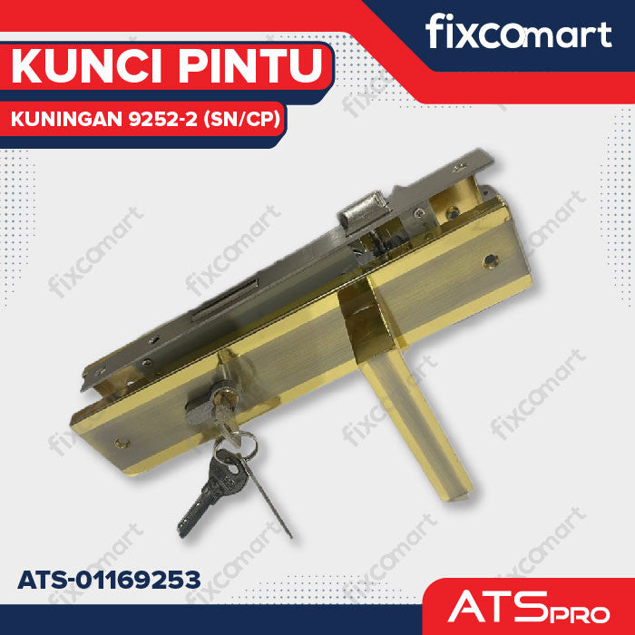 KUNCI PINTU ATS PRO CYL. KUNINGAN 9252-2 (SN/CP)
