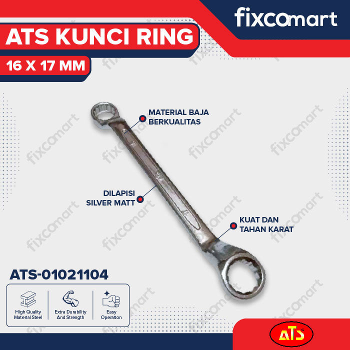KUNCI RING "ATS" 16X17MM