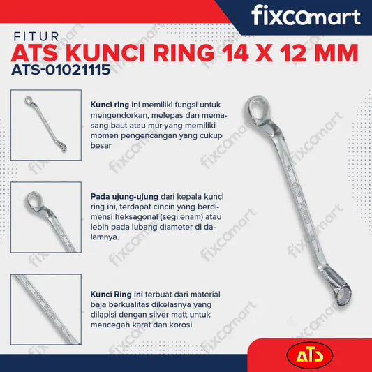 KUNCI RING "ATS" 12X14MM - ATS Kunci Ring FIXCOMART