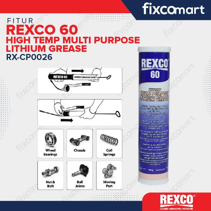 REXCO 60 High Temp Multi Purpose Lithium Grease / Gemuk Tahan Panas 400gram FIXCOMART