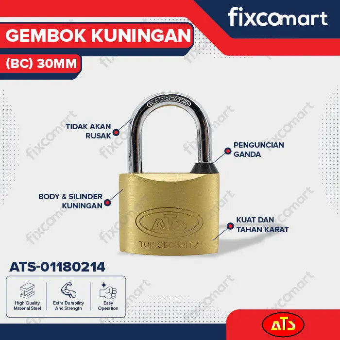 GEMBOK KUNINGAN "ATS" (BC) 30MM FIXCOMART