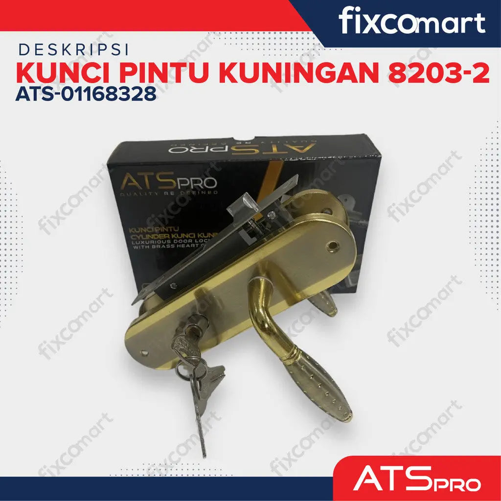 KUNCI PINTU "ATS PRO" CYL. KUNINGAN 8203-2 (SN/CP) FIXCOMART