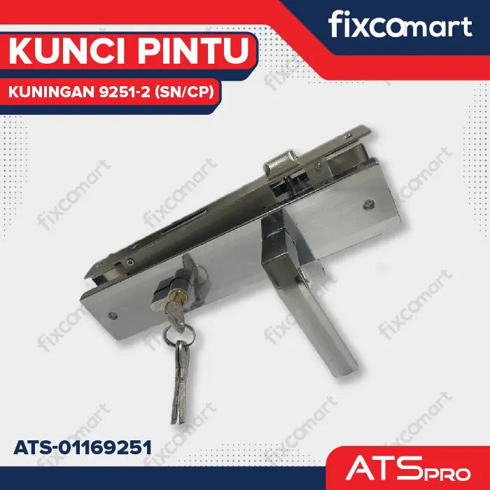 KUNCI PINTU CYL. KUNINGAN 9251-2 (SN/CP) - ATS PRO FIXCOMART