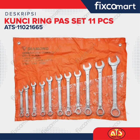 KUNCI RING PAS SET DIAMOND 8-22MM X 11PCS FIXCOMART
