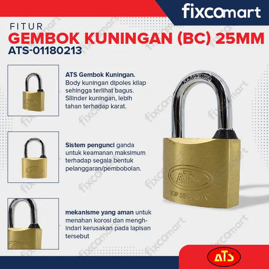 GEMBOK KUNINGAN "ATS" (BC) 25MM FIXCOMART