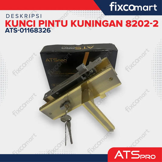 KUNCI PINTU "ATS PRO" CYL. KUNINGAN 8202-2 (SN/CP) FIXCOMART