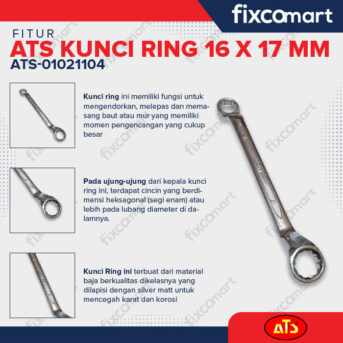 KUNCI RING "ATS" 16X17MM