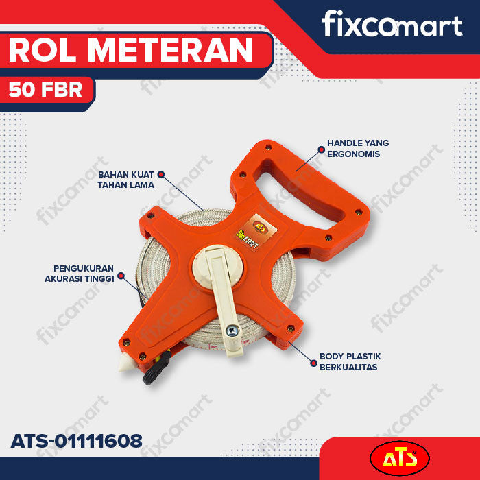 ROL METERAN "ATS" 50m X 165ft RM 50 Fiber (GAGANG)