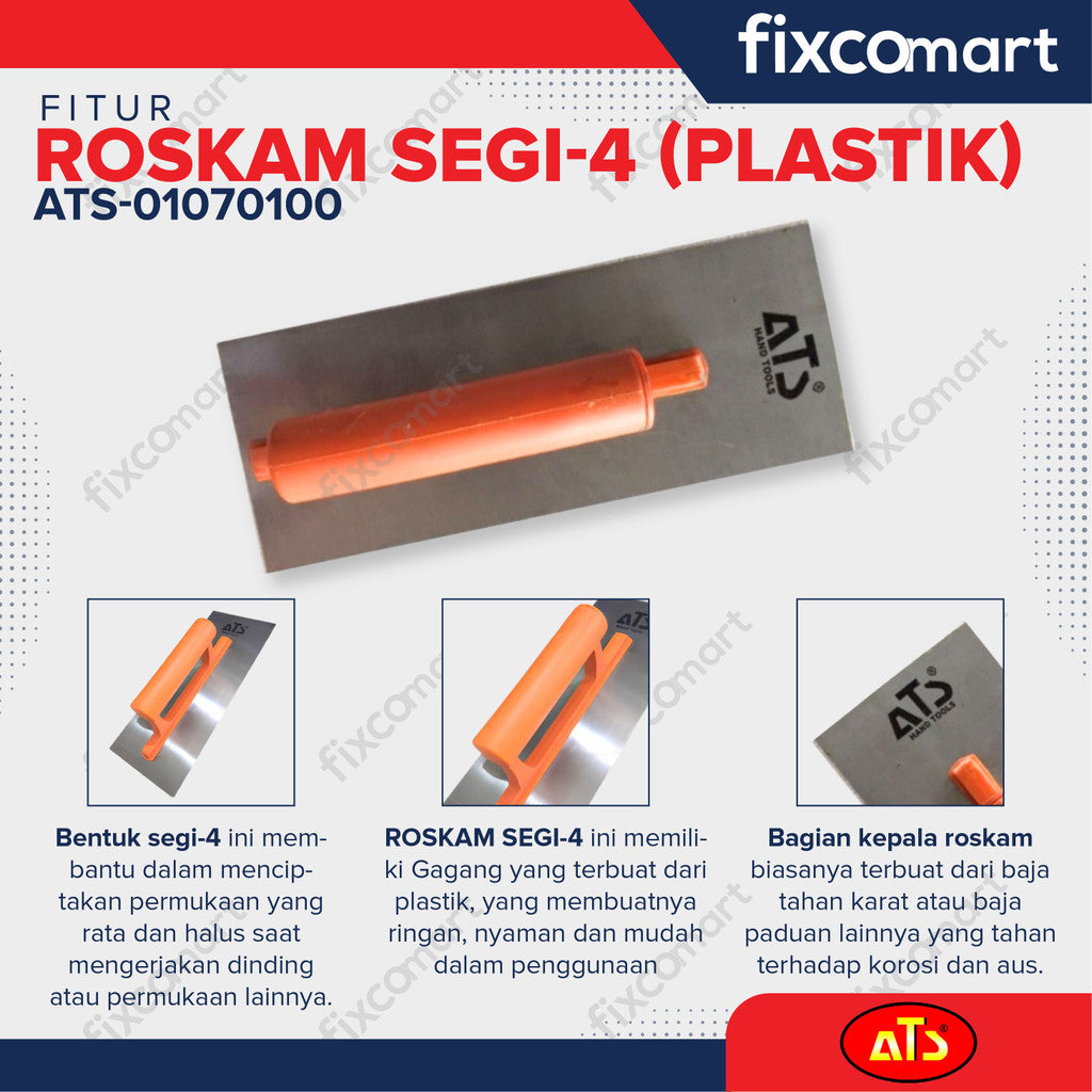 ATS ROSKAM SEGI-4 Gagang Plastik - 10"X4"X0.7MM