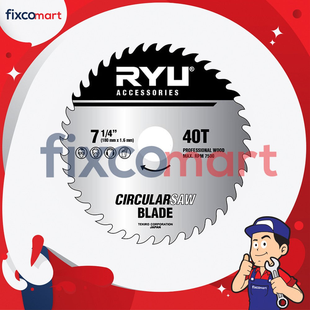 RYU Circular Saw Blade / Mata Mesin Gergaji Circular / Gergaji Potong 24 / 40 TEETH / MATA