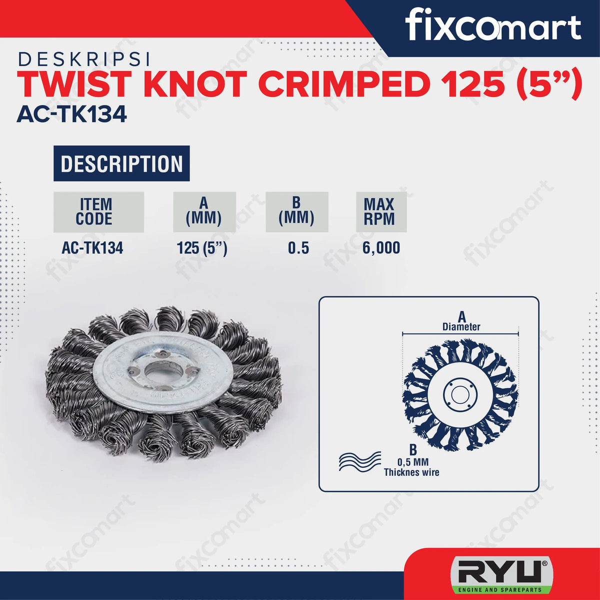 RYU Twisted Knot TWISTED 5 Inch 125 X 0.5 mm FIXCOMART