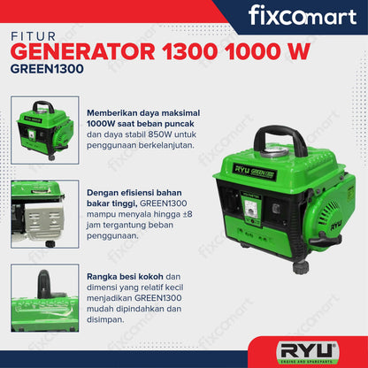 Ryu Mesin Genset 2 Tak / Ryu Genset Rg1300 / Mesin Generator FIXCOMART