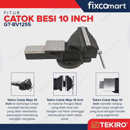 Tekiro Bench Vice 10 Inch / Tekiro Catok Besi / Tekiro Ragum Besi FIXCOMART