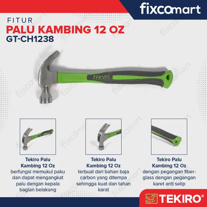 Tekiro Claw Hammer 12 Oz / Palu Kambing / Palu Cabut Paku FIXCOMART