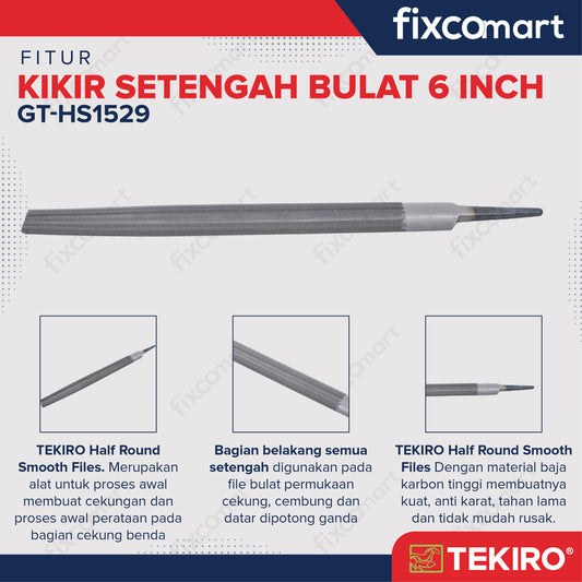 Tekiro Kikir Setengah Bulat Halus 6 Inch