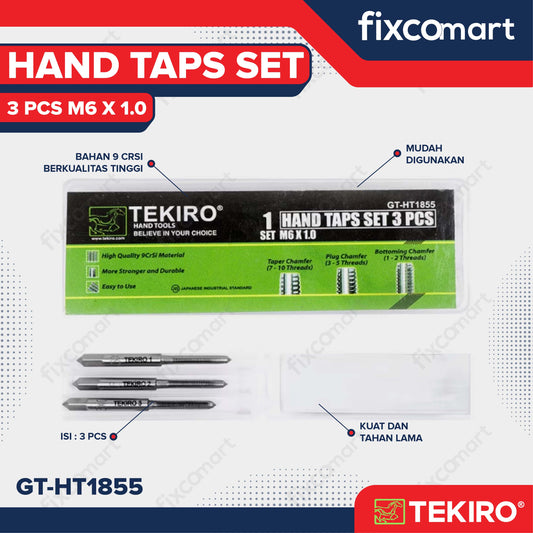 TEKIRO Pembuat Drat Isi 3 pcs M6 x 1,00 mm - Hand Tap Set