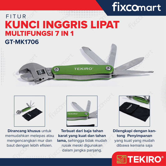 Tekiro Kunci Inggris Lipat Multifungsi 7 In 1 FIXCOMART