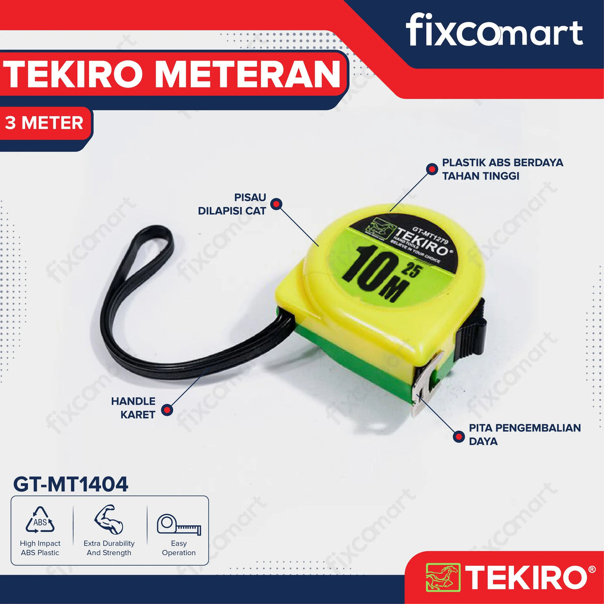 Tekiro Measurement Tape / Meteran 10 M FIXCOMART