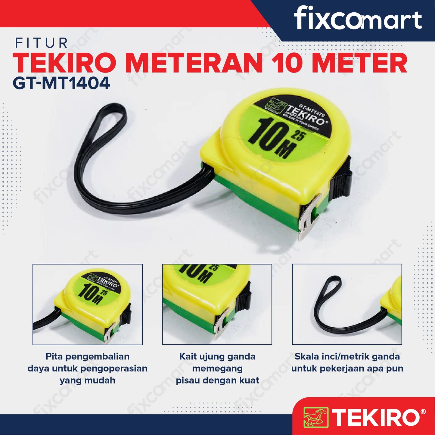 Tekiro Measurement Tape / Meteran 10 M FIXCOMART