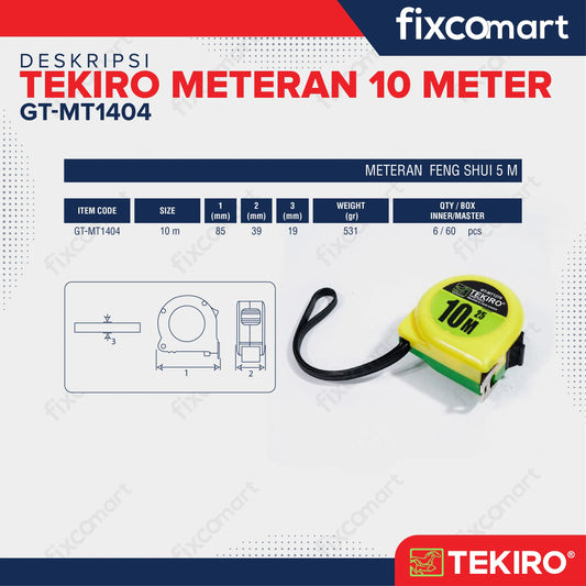 Tekiro Measurement Tape / Meteran 10 M FIXCOMART