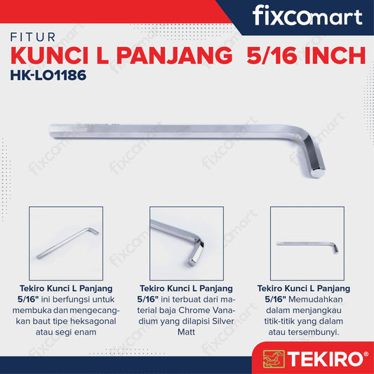 Tekiro Kunci L Panjang 5/16 inch Hex Key Long FIXCOMART