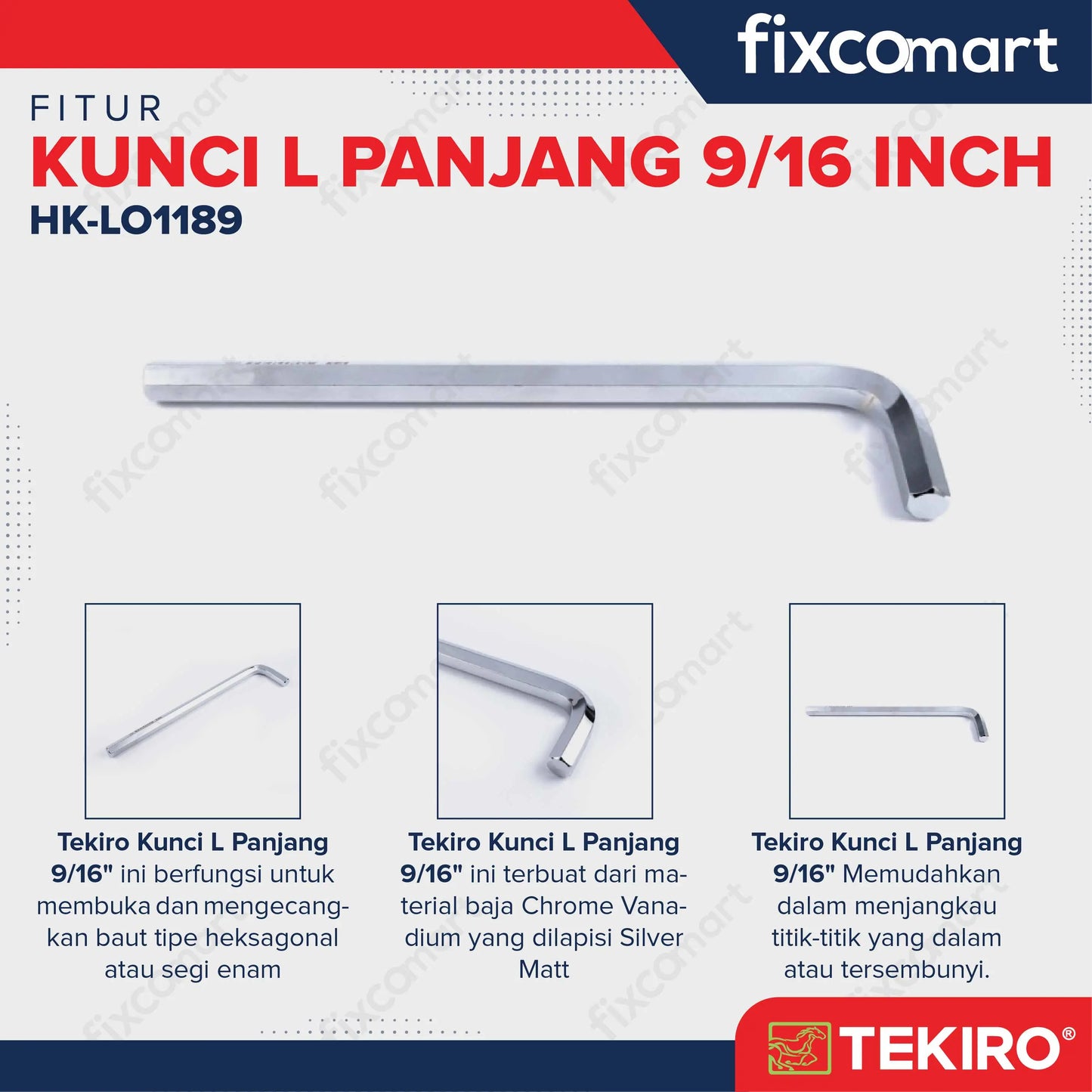 Tekiro Kunci L Panjang 9/16 Inch FIXCOMART
