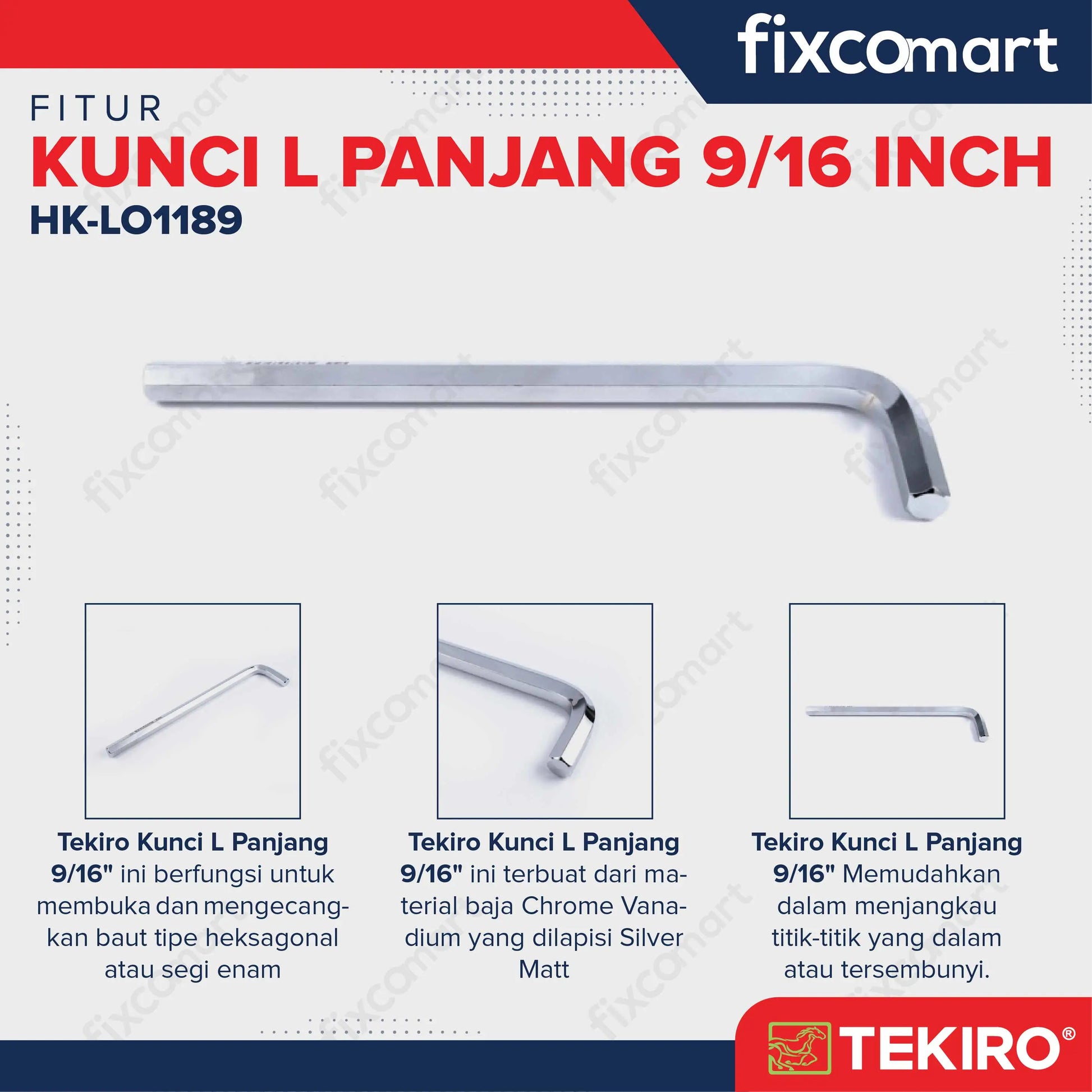 Tekiro Kunci L Panjang 9/16 Inch FIXCOMART