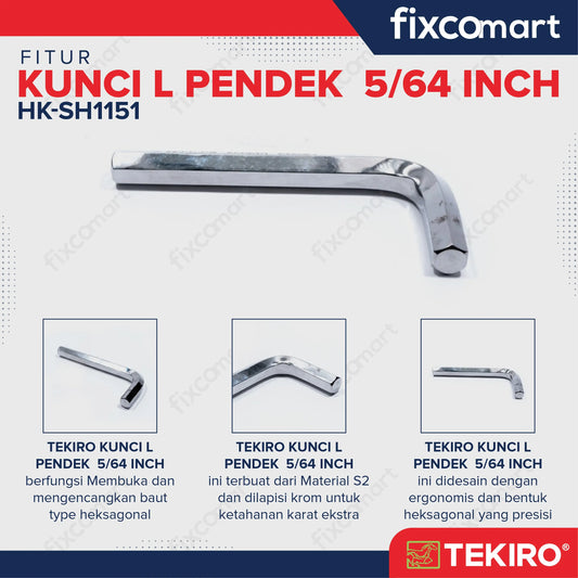 Tekiro Kunci L Pendek 5/64 inch / Hex Key Short FIXCOMART