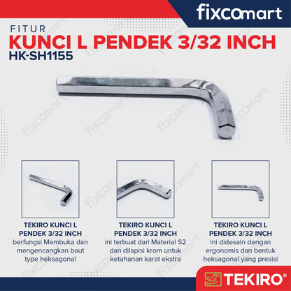 Tekiro Kunci L Pendek 5/32 inch / Hex Key Short