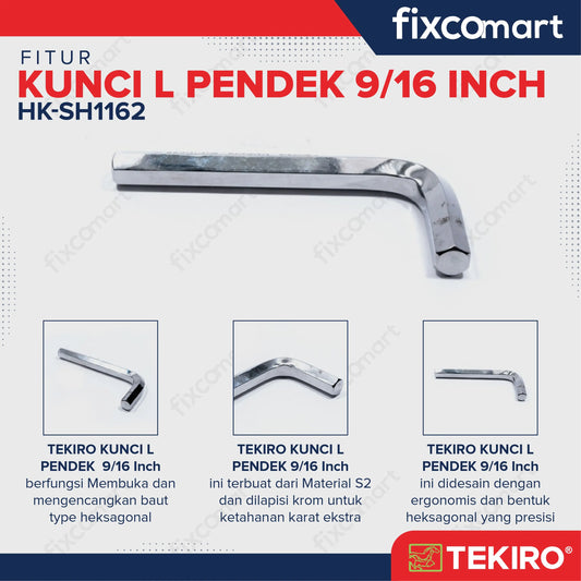 Tekiro Kunci L Pendek 9/16 inch / Hex Key Short FIXCOMART