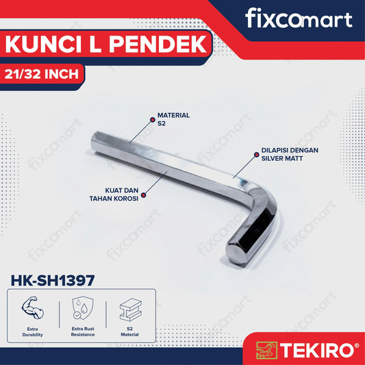 Tekiro Kunci L Pendek 21/32 inch / Hex Key Short FIXCOMART