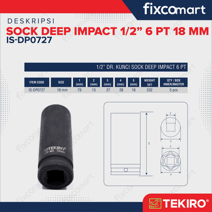 Tekiro Mata Sock Deep Impact 1/2 Inch 18 Mm 6Pt