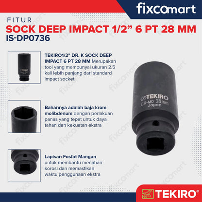 Tekiro Deep Impact / Mata Sock Socket 1/2 inch 6 PT - 28 mm FIXCOMART