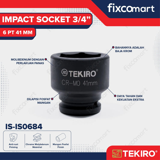 Tekiro Impact Socket 3/4 inch 6 PT 41 mm / Mata Sock Impact FIXCOMART