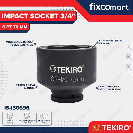 Tekiro Socket Impact 3/4 Inch 70 Mm 6 Pt / Mata Sock Impact FIXCOMART
