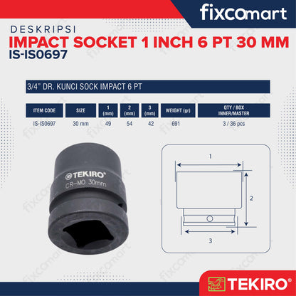 Tekiro Mata Sock Impact 1 Inch 30 Mm 6Pt