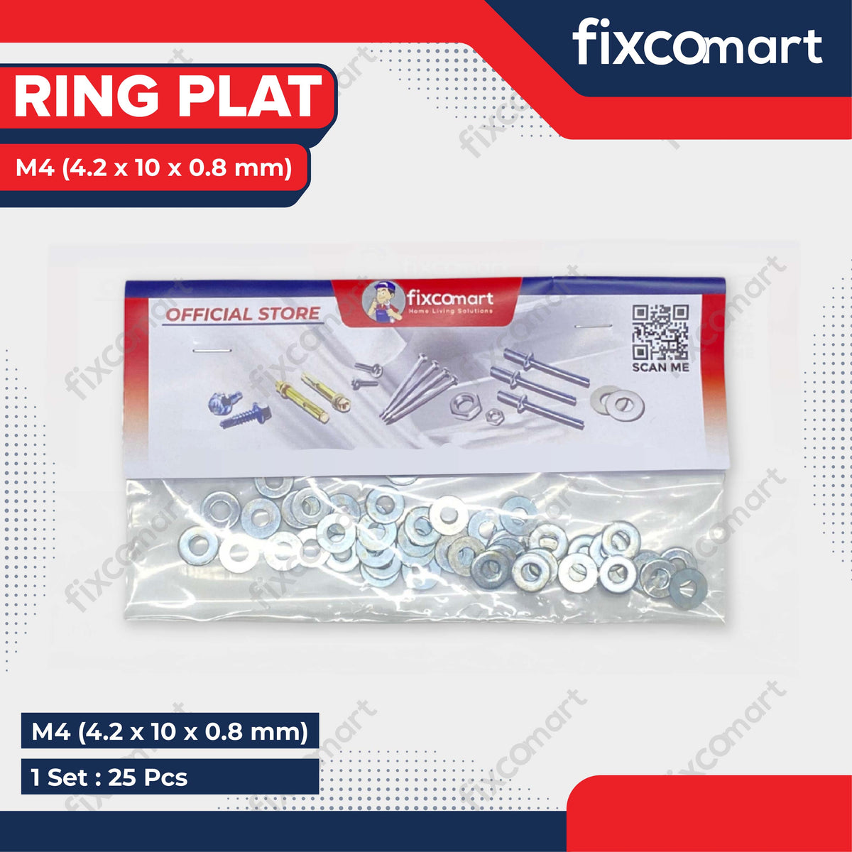 Ring Plat M4 Putih Paket 25 PCS