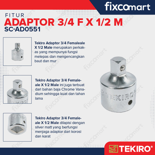 Tekiro Universal Joint 1/2 Inch Sambungan Sock