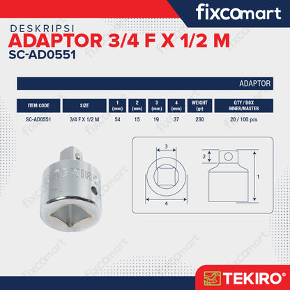 Tekiro Universal Joint 1/2 Inch Sambungan Sock