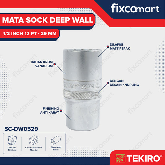 Tekiro Mata Sock Deep Wall 1/2 Inch 29 Mm 12Pt