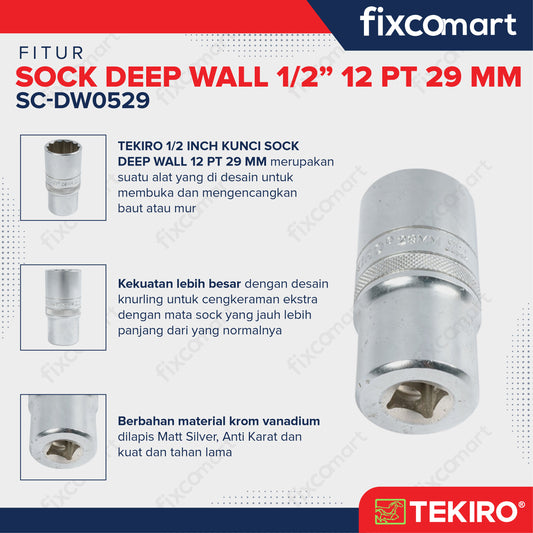 Tekiro Mata Sock Deep Wall 1/2 Inch 29 Mm 12Pt