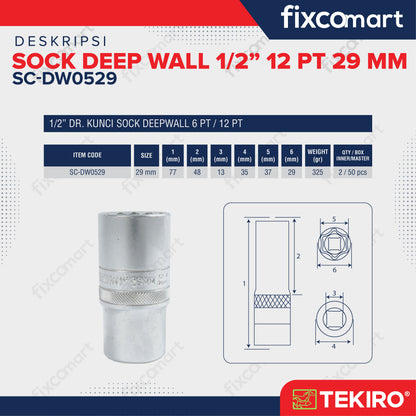 Tekiro Mata Sock Deep Wall 1/2 Inch 29 Mm 12Pt