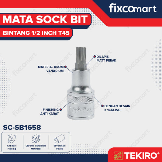 Tekiro Mata Sock Bit Bintang 1/2 Inch T45 / Tekiro Star Bit Socket