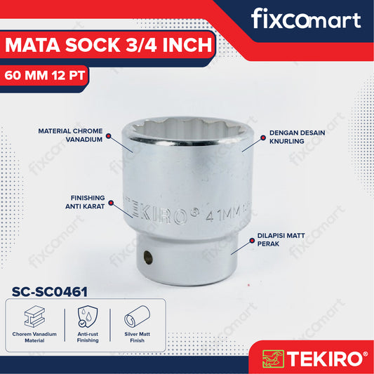Tekiro Socket 3/4 Inch 60 mm 12 PT / Mata Sock 3/4 Inch