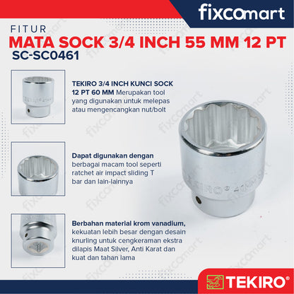 Tekiro Socket 3/4 Inch 60 mm 12 PT / Mata Sock 3/4 Inch
