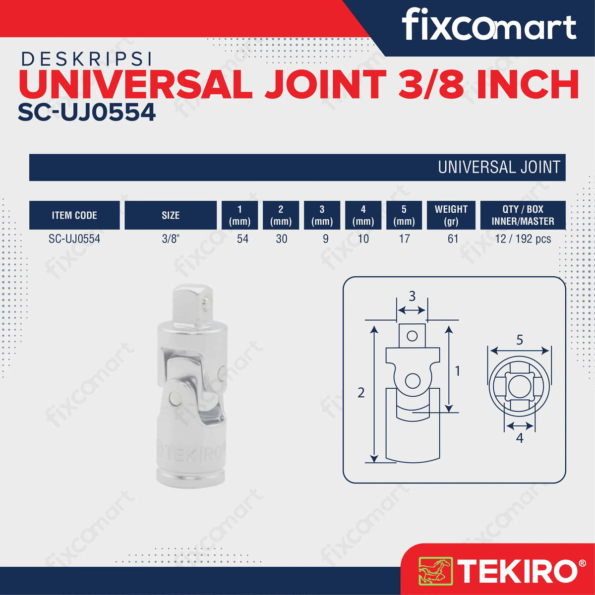 Tekiro Universal Joint 3/8 Inch FIXCOMART