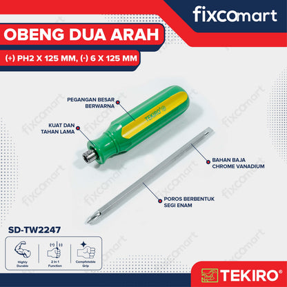 Tekiro Obeng Dua Arah /Obeng Bolak Balik Plus Minus Tekiro
