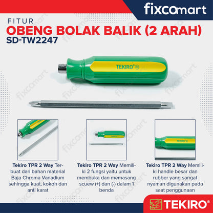 Tekiro Obeng Dua Arah /Obeng Bolak Balik Plus Minus Tekiro